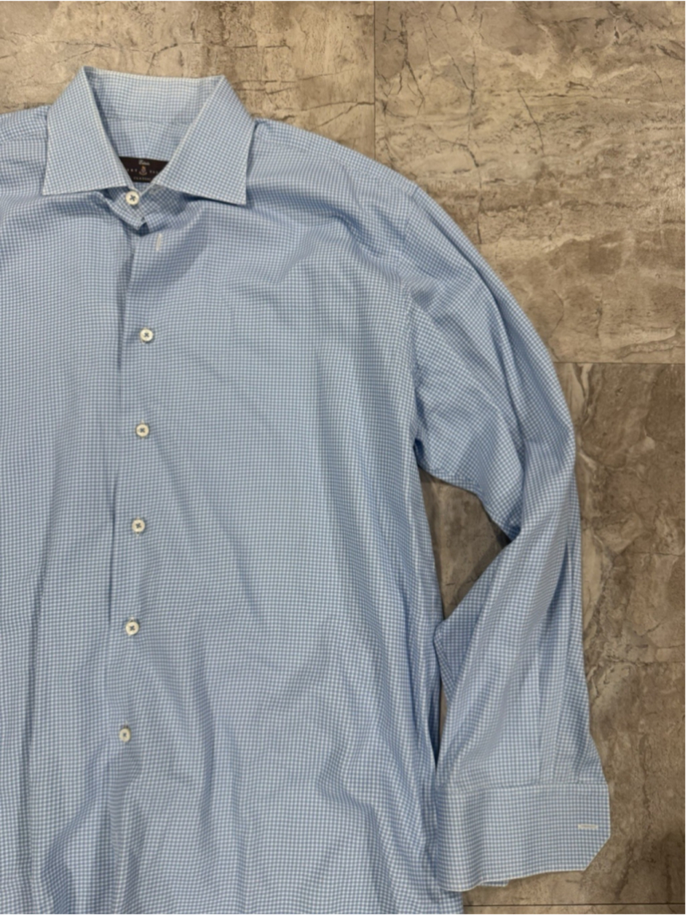 Robert Talbot Estate Mens Blue & White Check Dress Shirt Size Large